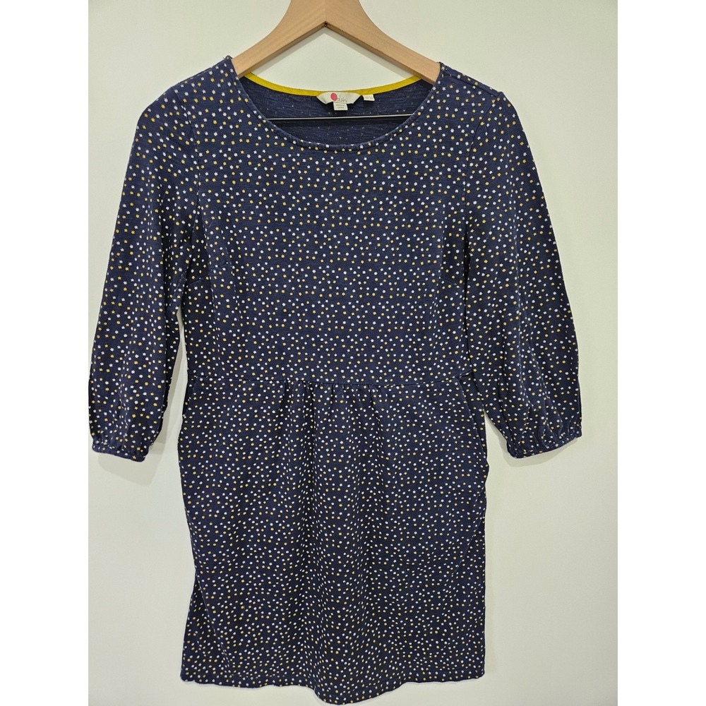 Boden Womens Navy Blue Star Print Empire Waist Cotton Dress 6P J0251